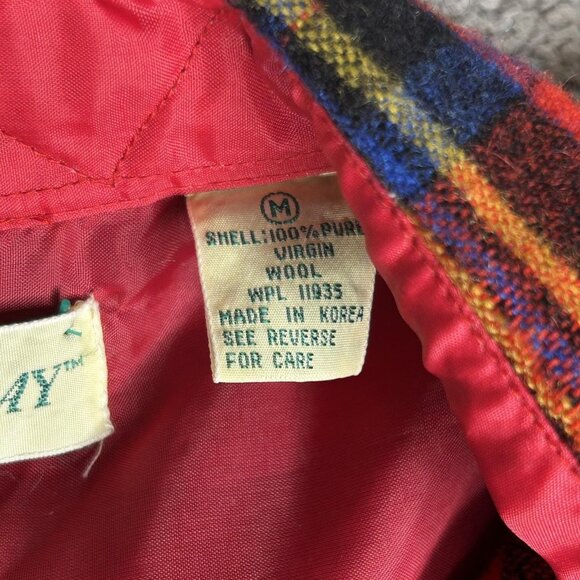 Vintage St. John's Bay Shirt Jacket Mens M Red Tartan Plaid Wool Lined CPO 90s - Picture 5 of 14